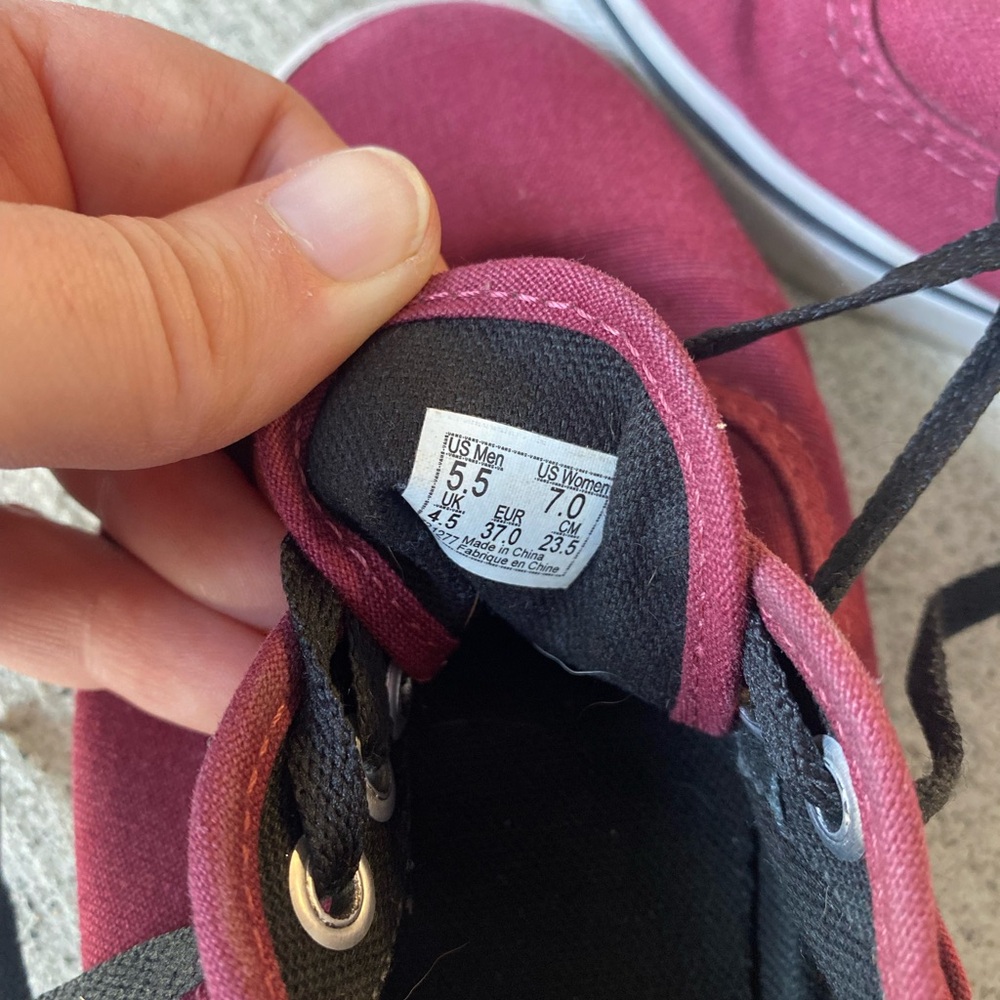 Vans Classic Lace Up Maroon Black Lace Canvas Sneakers - Picture 3 of 7